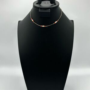 Vintage Avon 1981 Goldtone Choker Necklace with Peach & Pearl Beads